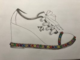 Sketch of shoe design of espadrilles by Alina Petra