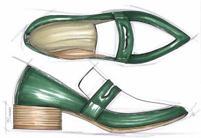 Final sketch of shoe design by a shoe designer