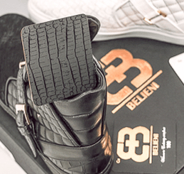 Balieni black high-top sneaker with the custom box
