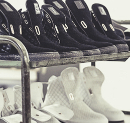 Belieni sneakers at production line