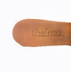 Leather insole with Thelma brand name