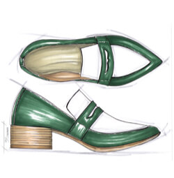 Women loafers sketch in color by Thelma