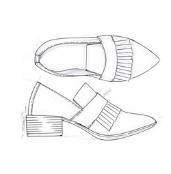 Women loafers sketch in black and white by Thelma