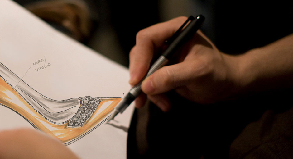 Designer drawing a shoe design
