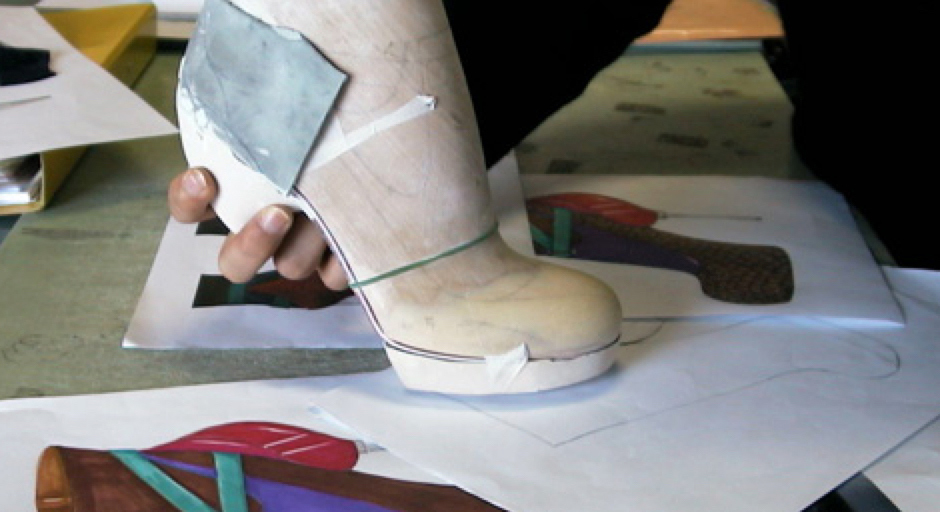 Pattern Maker working on a shoe last