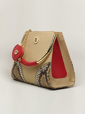 Leather python handbag with accessories for private label