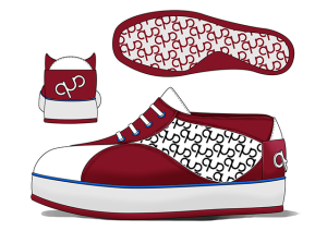 Red and white sneaker design sketch